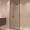 Fully framed fixed shower screen Hietakari Vetro 501, black fittings, bronze tinted glass