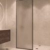 Fully framed fixed shower screen Hietakari Vetro 501, black fittings, satin frosted glass