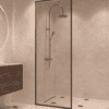 Fully framed fixed shower screen Hietakari Vetro 501, black fittings, super bright glass