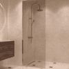 Partially framed fixed shower screen Hietakari Vetro 502, chrome fittings, bronze tinted glass