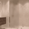 Partially framed fixed shower screen Hietakari Vetro 502, chrome fittings, satin frosted glass
