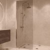 Partially framed fixed shower screen Hietakari Vetro 502, brass fittings, bronze tinted glass