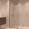 Partially framed fixed shower screen Hietakari Vetro 502, black fittings, clear glass