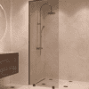 Partially framed fixed shower screen Hietakari Vetro 502, black fittings, bronze tinted glass