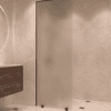 Partially framed fixed shower screen Hietakari Vetro 502, black fittings, satin frosted glass