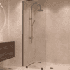 Partially framed fixed shower screen Hietakari Vetro 502, black fittings, super bright glass