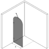 Arched fixed shower screen Hietakari Vetro 509 – dimension drawing Arched fixed shower screen Hietakari Vetro 509 – dimension drawing