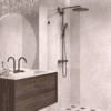 Fixed shower screen Hietakari Vetro 511, Cocoa fittings, clear glass