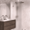 Fixed shower screen Hietakari Vetro 511, Cocoa fittings, super bright satin glass