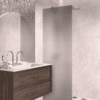 Fixed shower screen Hietakari Vetro 511, brushed fittings, grey satin glass