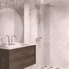 Fixed shower screen Hietakari Vetro 511, brushed fittings, clear glass