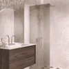 Fixed shower screen Hietakari Vetro 511, brushed fittings, brown reeded glass