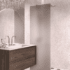 Fixed shower screen Hietakari Vetro 511, brushed fittings, brown satin glass
