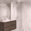 Fixed shower screen Hietakari Vetro 511, brushed fittings, super bright satin glass