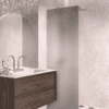 Fixed shower screen Hietakari Vetro 511, chrome fittings, grey satin glass