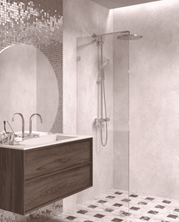 Fixed shower screen Hietakari Vetro 511, chrome fittings, clear glass
