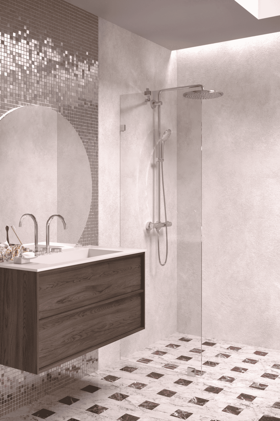 Fixed shower screen Hietakari Vetro 511, chrome fittings, super bright glass