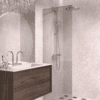 Fixed shower screen Hietakari Vetro 511, brass fittings, grey tinted glass