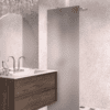 Fixed shower screen Hietakari Vetro 511, brass fittings, grey satin glass