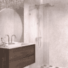 Fixed shower screen Hietakari Vetro 511, brass fittings, reeded glass