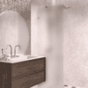 Fixed shower screen Hietakari Vetro 511, brass fittings, super bright satin glass