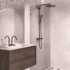 Fixed shower screen Hietakari Vetro 511, Mocha fittings, grey tinted glass