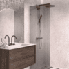 Fixed shower screen Hietakari Vetro 511, Mocha fittings, grey reeded glass