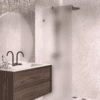 Fixed shower screen Hietakari Vetro 511, Mocha fittings, super bright satin glass