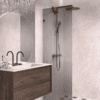 Fixed shower screen Hietakari Vetro 511, black fittings, grey reeded glass