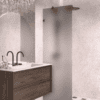 Fixed shower screen Hietakari Vetro 511, black fittings, grey satin glass