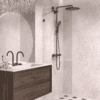 Fixed shower screen Hietakari Vetro 511, black fittings, clear glass