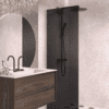 Fixed shower screen Hietakari Vetro 511, black fittings, black glass
