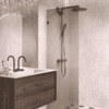 Fixed shower screen Hietakari Vetro 511, black fittings, brown reeded glass