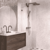 Fixed shower screen Hietakari Vetro 511, black fittings, reeded glass