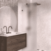 Fixed shower screen Hietakari Vetro 511, black fittings, super bright satin glass