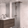 Fixed shower screen Hietakari Vetro 511, Sand fittings, grey reeded glass