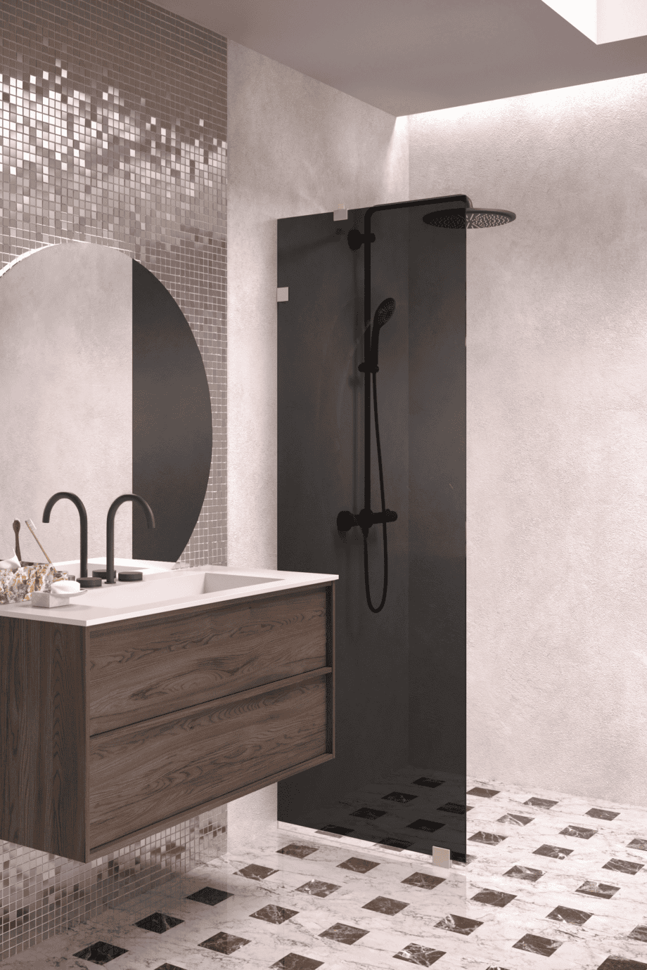 Fixed shower screen Hietakari Vetro 511, Sand fittings, black glass