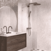 Fixed shower screen Hietakari Vetro 511, Sand fittings, reeded glass