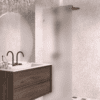 Fixed shower screen Hietakari Vetro 511, Sand fittings, satin frosted glass