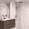 Fixed shower screen Hietakari Vetro 511, Sand fittings, super bright satin glass