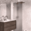 Fixed shower screen Hietakari Vetro 511, white fittings, grey satin glass