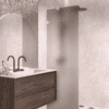 Fixed shower screen Hietakari Vetro 511, white fittings, brown satin glass