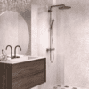 Fixed shower screen Hietakari Vetro 511, white fittings, reeded glass