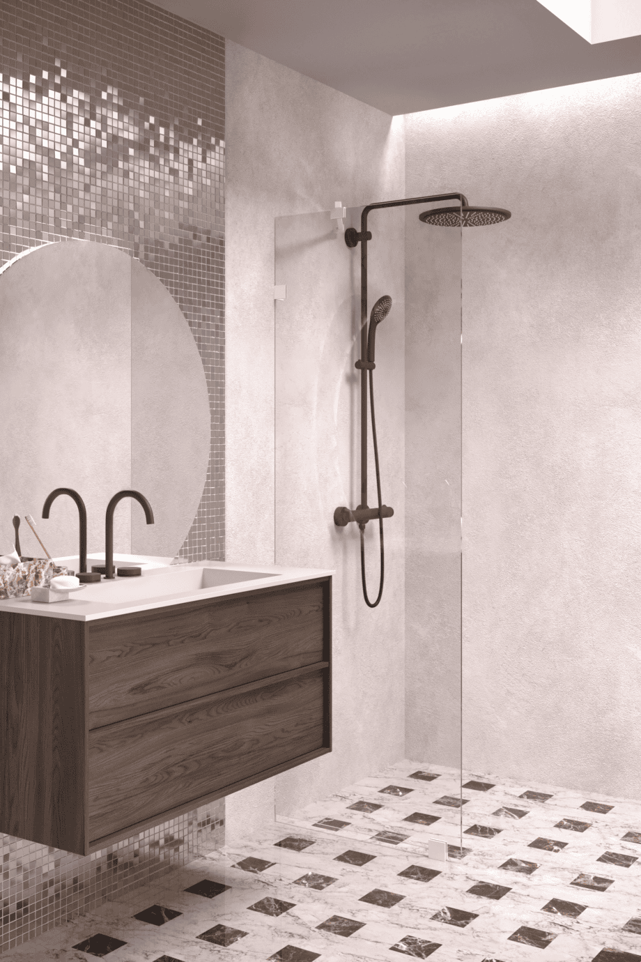 Fixed shower screen Hietakari Vetro 511, white fittings, super bright glass