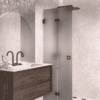 Folding shower screen Hietakari Vetro 513, Cocoa fittings, grey satin glass