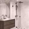 Folding shower screen Hietakari Vetro 513, Cocoa fittings, clear glass