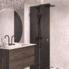 Folding shower screen Hietakari Vetro 513, Cocoa fittings, black glass