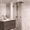 Folding shower screen Hietakari Vetro 513, Cocoa fittings, brown reeded glass