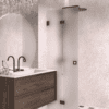 Folding shower screen Hietakari Vetro 513, Cocoa fittings, satin frosted glass