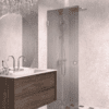 Folding shower screen Hietakari Vetro 513, brushed fittings, grey reeded glass